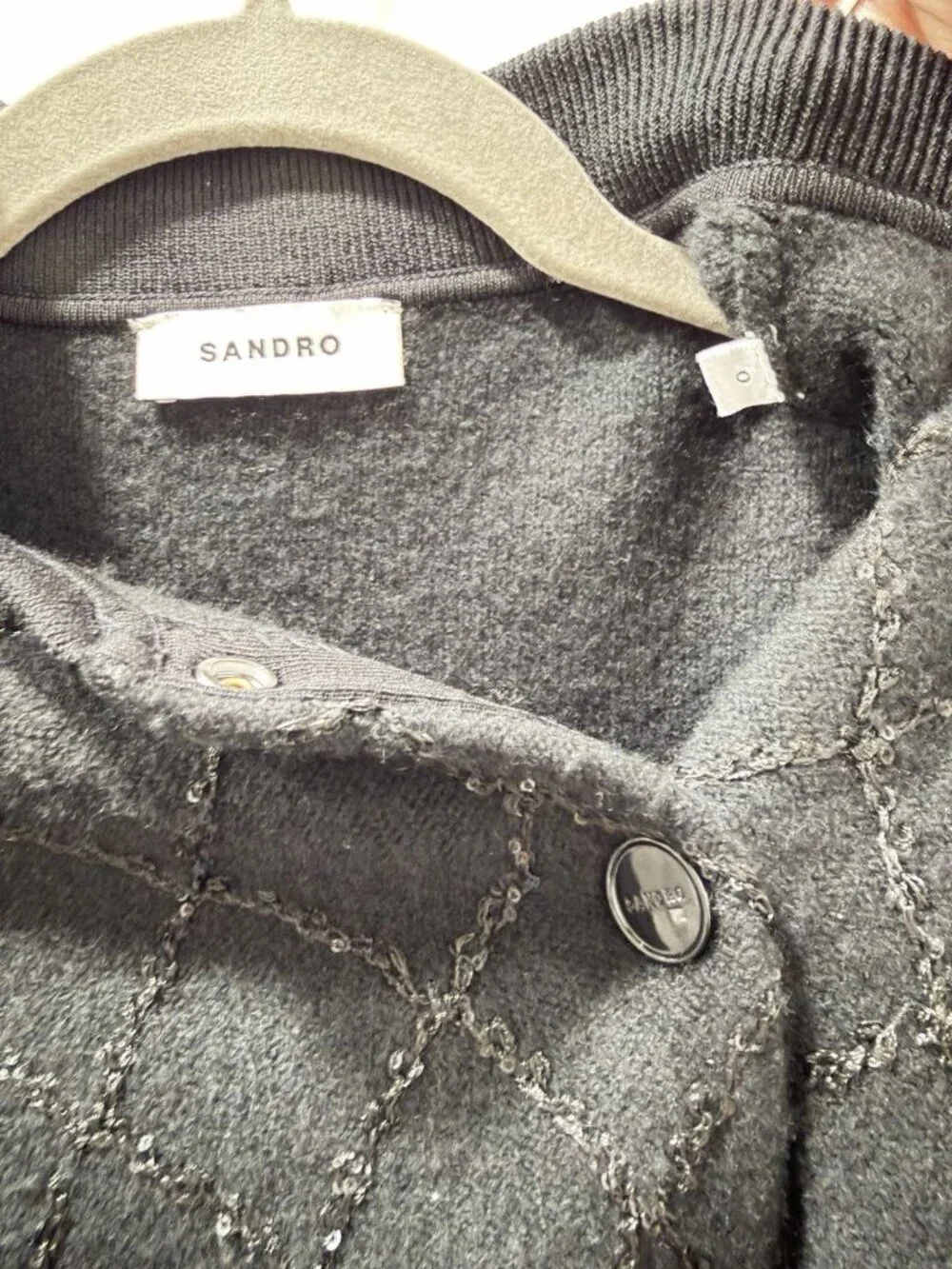 Sandro Women’s Black Knit Cardigan Sweater Long Sleeve Size 0 - Picture 5 of 6